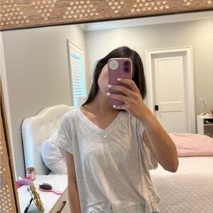 Free People Soft White V-Neck Tee